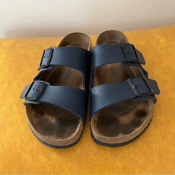 Birkenstock Arizona Size EU 41 US L10 M8 Blue Slide Sandals Soft Footbed - Picture 1 of 14